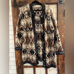 Vtg Wool Cardigan Whortleberry Scotland 100% Button Up LS Sweater Multicolor LG